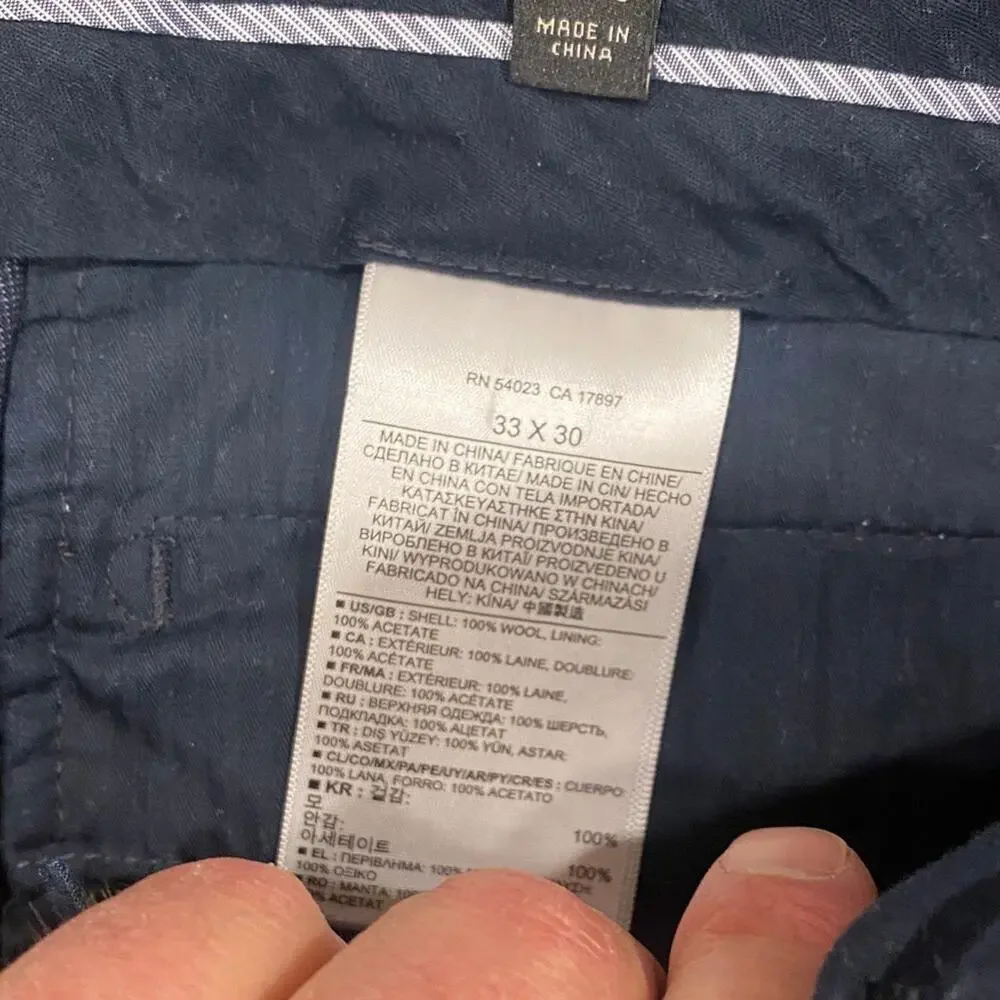 Banana Republic Classic Navy Men's Dress Pants Tailored Fit - 33x30